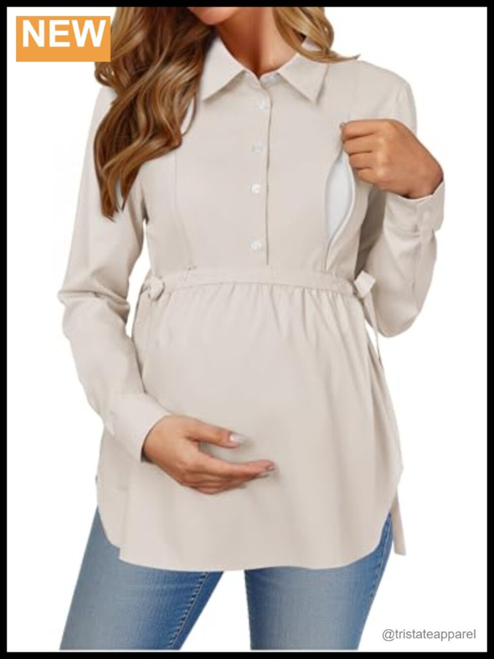 Maternity Nursing Shirts Long Sleeve Button Down Blouse Office Work